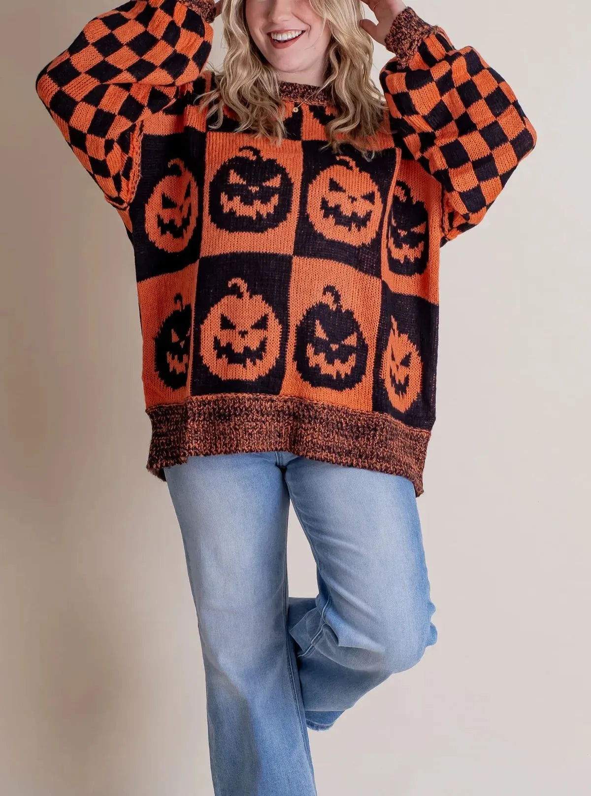 Madeline™ | Checkered Knit Sweater