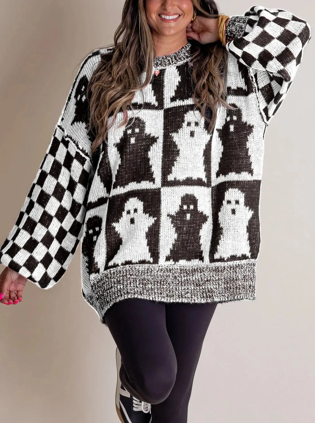 Madeline™ | Checkered Knit Sweater