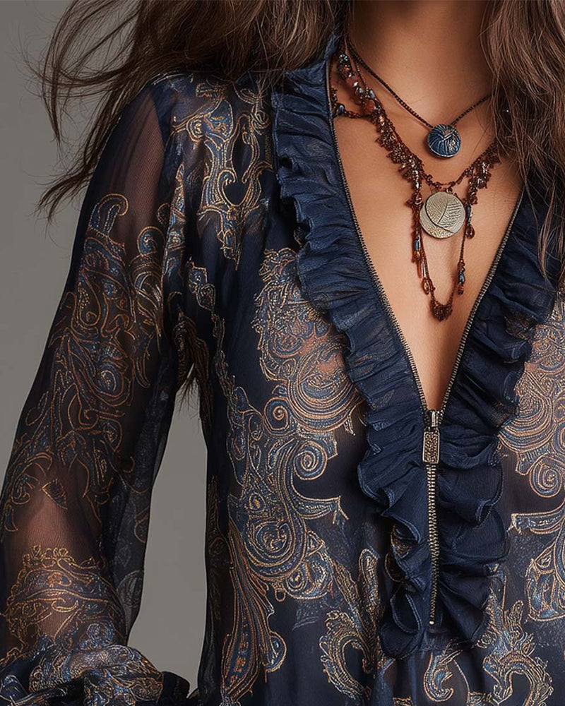 Jasmine™ | V-Neck Ruffle Sleeve Blouse