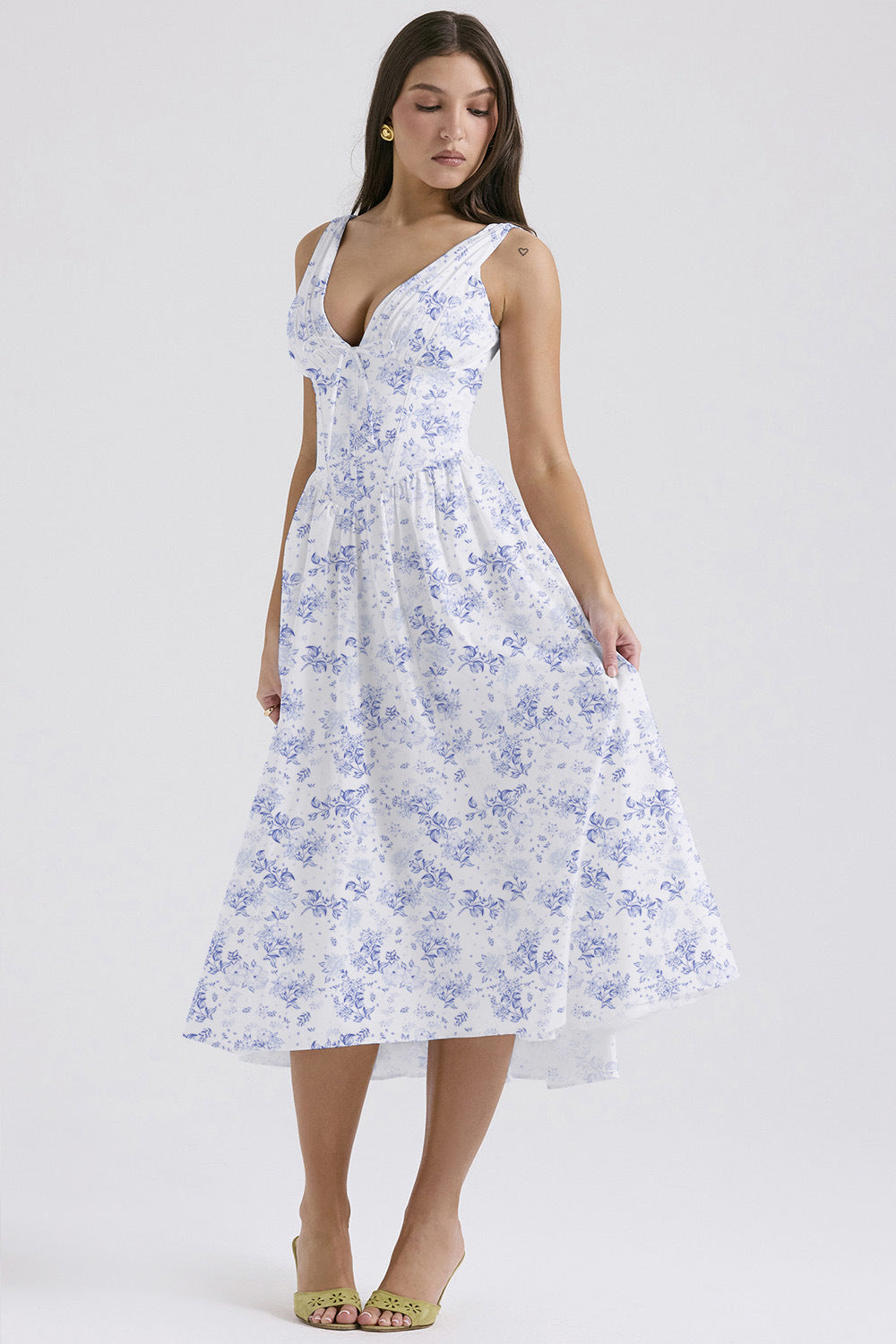 Fleurette | Floral Corset Midi Dress