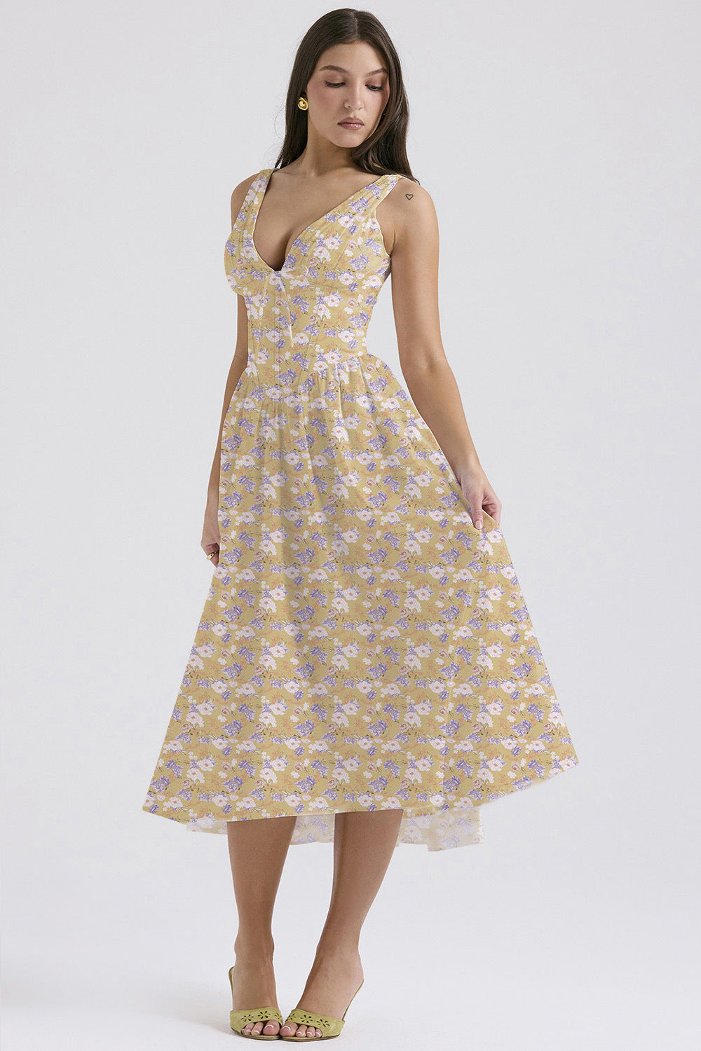 Fleurette | Floral Corset Midi Dress