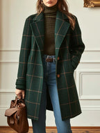 Renora™ | Elegant Checked Wool Coat