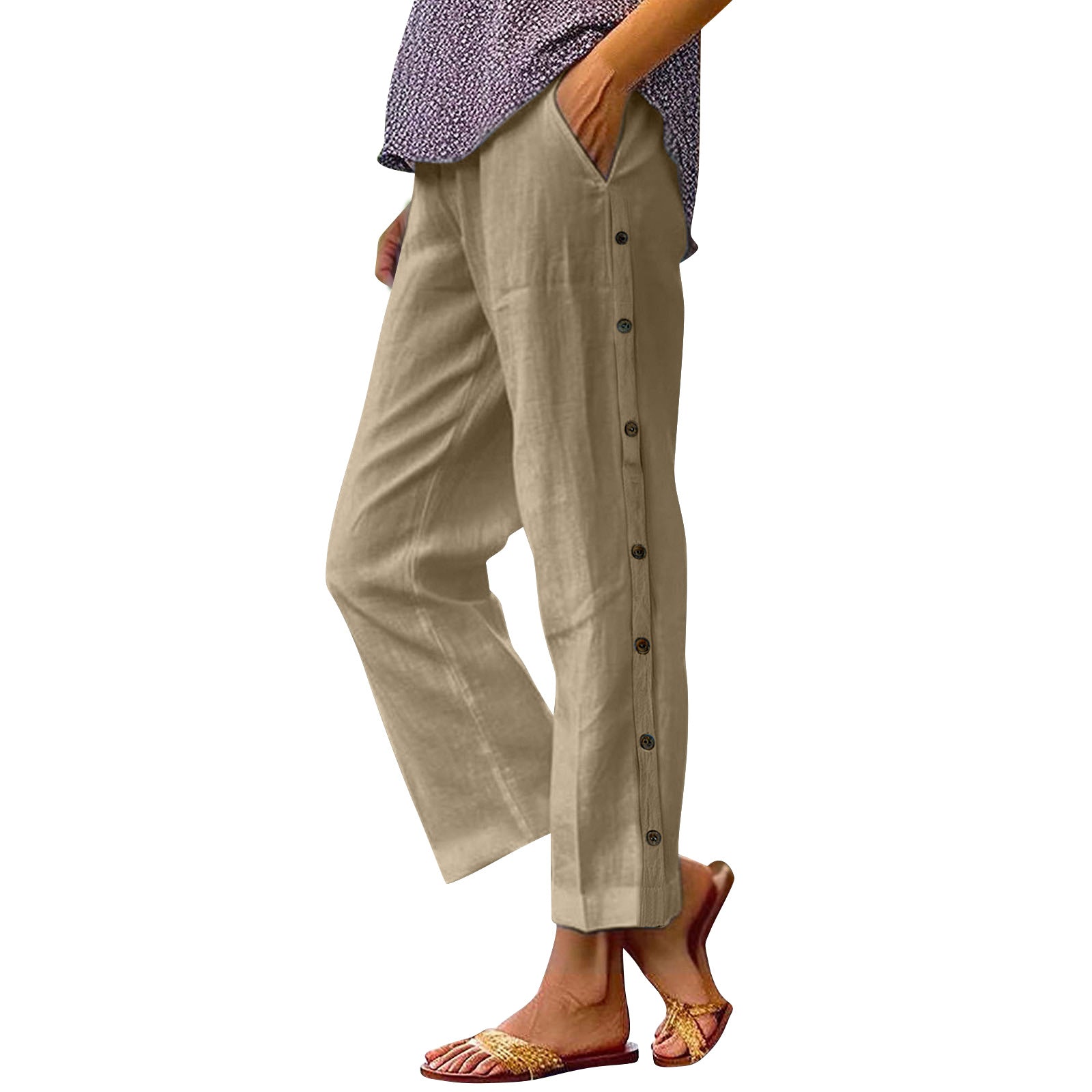 Soleil | Linen Button-Side Trousers