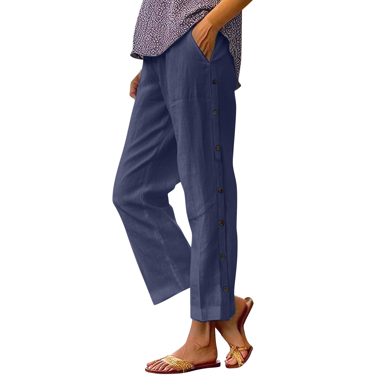 Soleil | Linen Button-Side Trousers