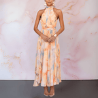ESTHER - HALTERNECK WATERCOLOUR PRINT DRESS