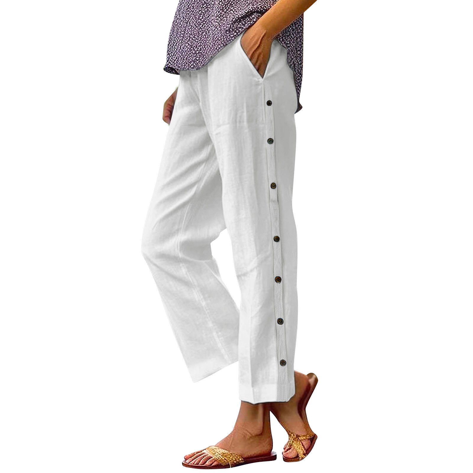Soleil | Linen Button-Side Trousers