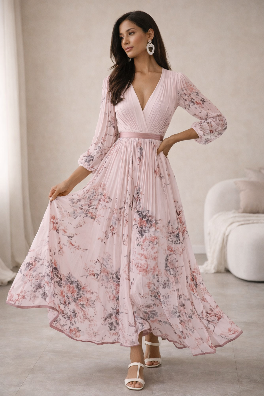 Zoey - Elegant Floral Maxi Dress with V-Neck