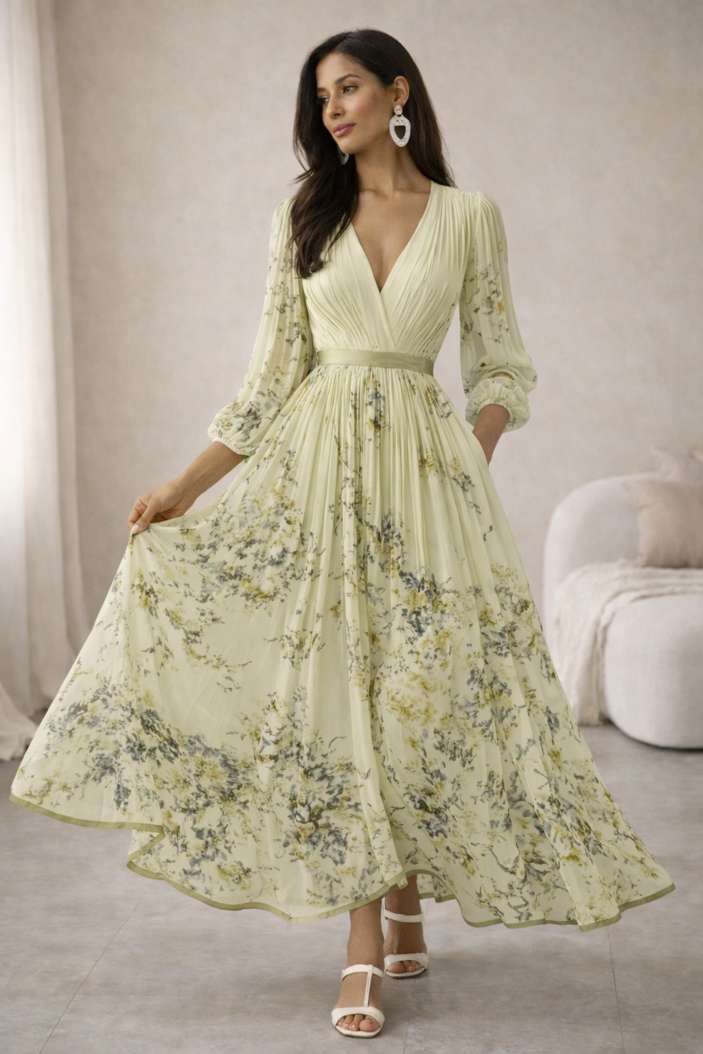 Zoey - Elegant Floral Maxi Dress with V-Neck