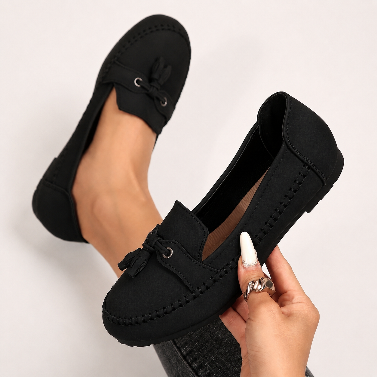 Norah | Tassel Bow Moccasin Loafers