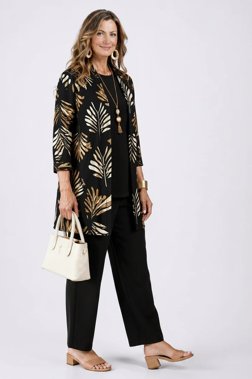 Seraphina | Metallic Palm Print 3-Piece Set