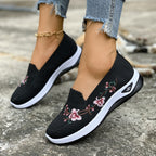 Blossom Breeze | Floral Embroidered Slip-On Platform Sneakers