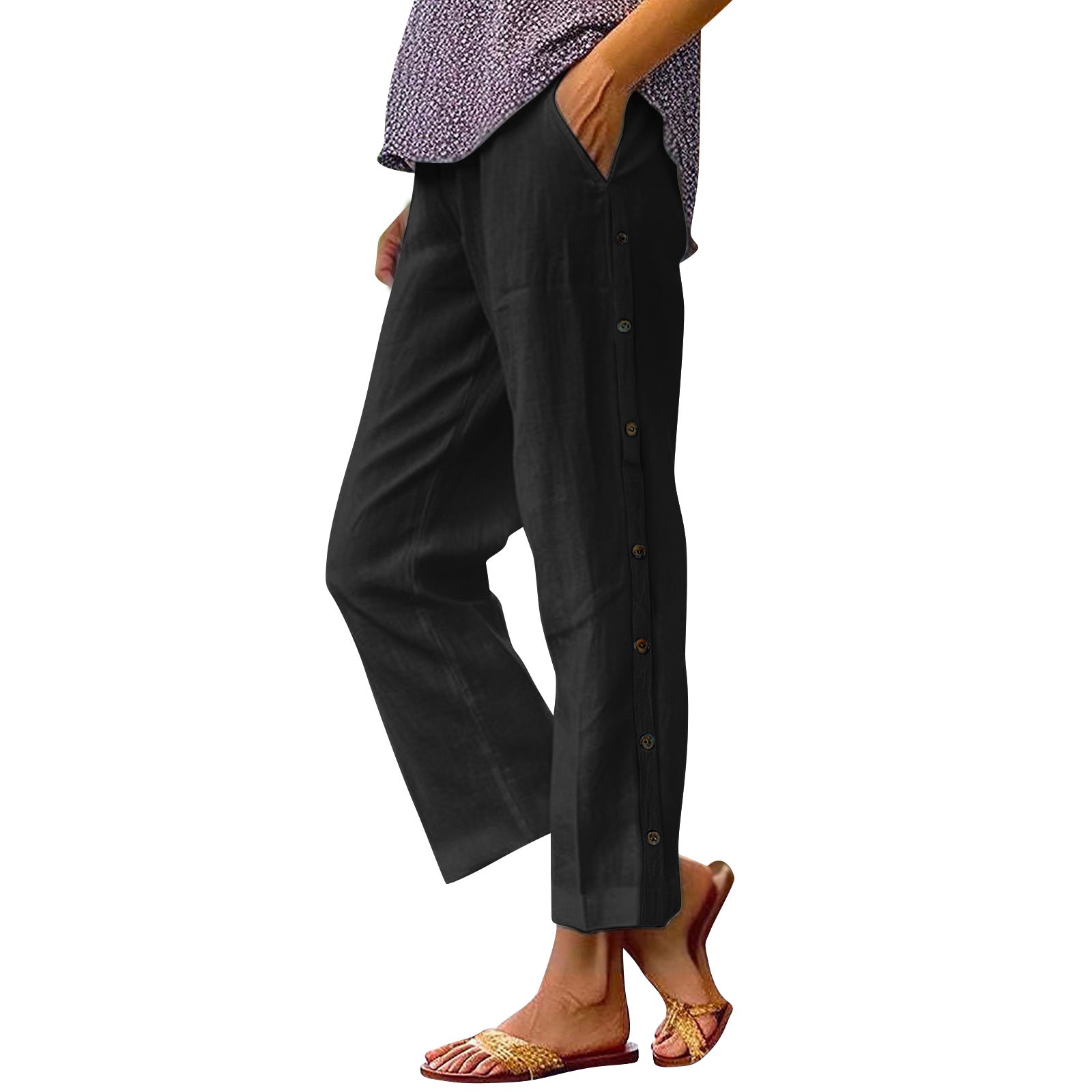 Soleil | Linen Button-Side Trousers