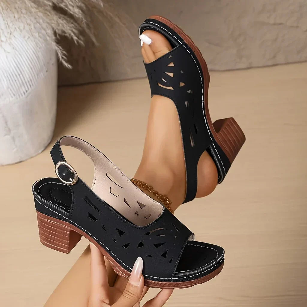 Clara | Cutout Slingback Block Heel Sandals
